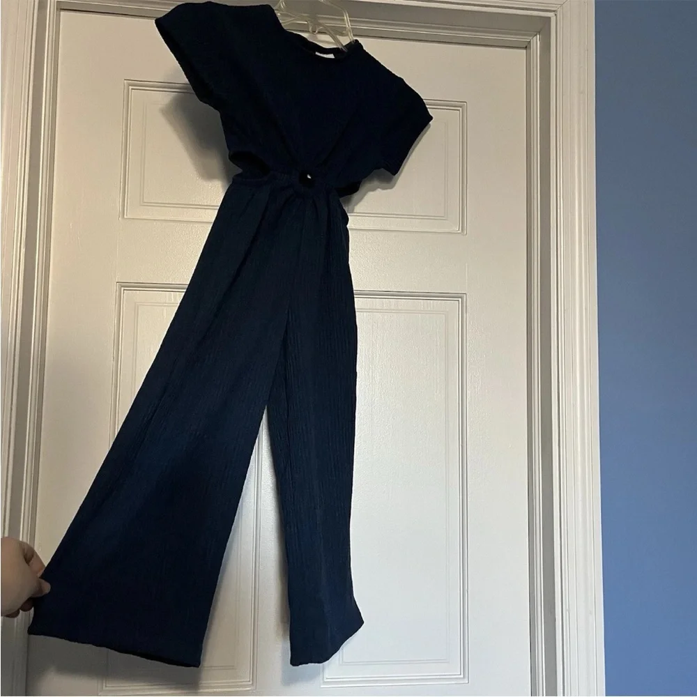 Zara girls size 6 blue cutout lightweight romper jumpsuit spring summer NWT new